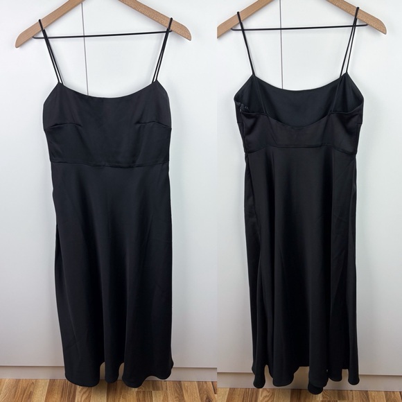 Anthropologie BHLDN Leti Satin Midi Dress Black Formal Evening Cocktail Size 4 - Picture 2 of 8